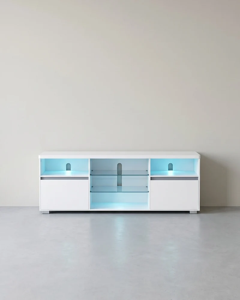 TV-Schrank mit LED-Beleuchtung und verstellbarem Stauraum
