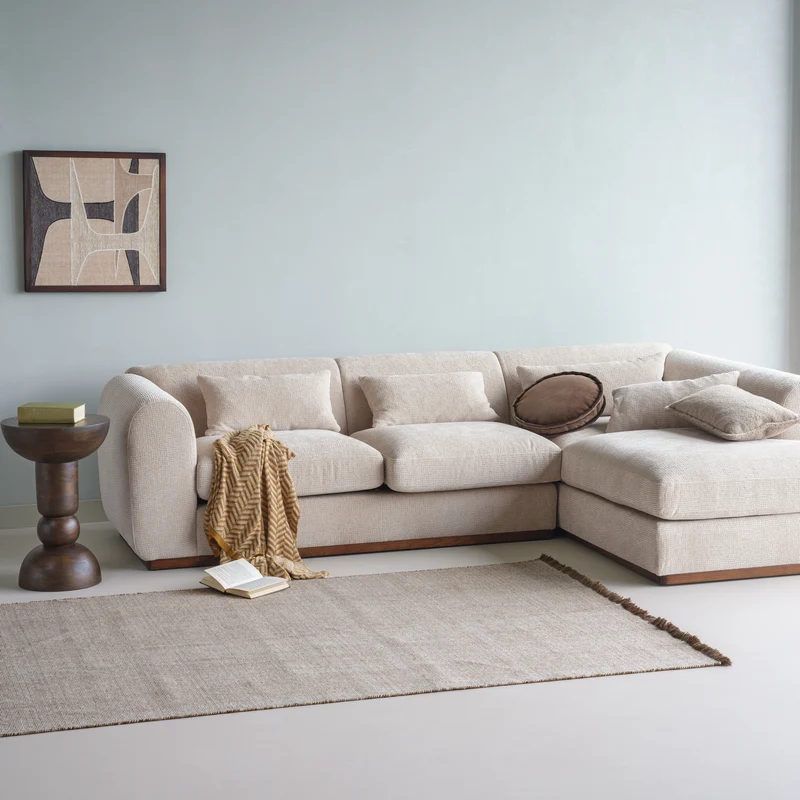 Brenvo eckbank rechts structure velvet sand