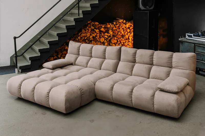 KAWOLA Sofa VIVIEN Ecksofa Velvet sand