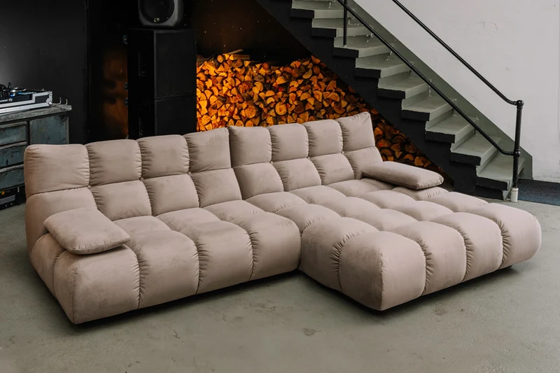 KAWOLA Sofa VIVIEN Ecksofa Velvet sand