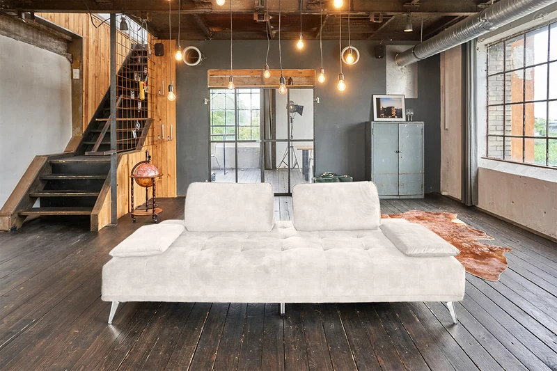 KAWOLA Sofa WIOLO Schlafsofa Daybed velvet cremeweiß