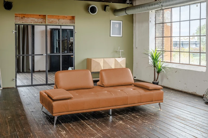KAWOLA Sofa WIOLO Schlafsofa Daybed Leder cognac