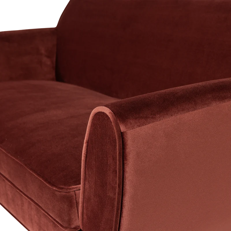 Rocco sofa 150 cm samt bordeauxrot