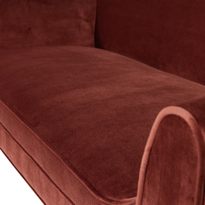 Rocco sofa 150 cm samt bordeauxrot