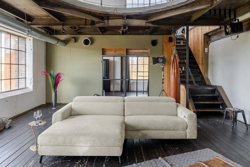 KAWOLA Sofa LAISKA Ecksofa Relaxfunktion teilmotorisch Cord cremeweiß