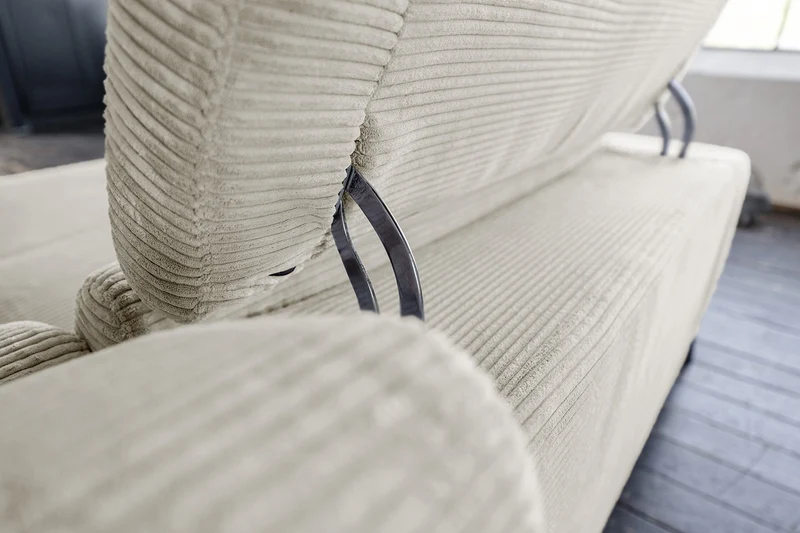 KAWOLA Sofa LAISKA Ecksofa Relaxfunktion teilmotorisch Cord cremeweiß