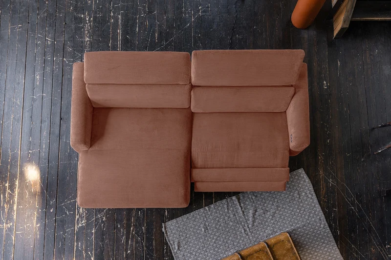KAWOLA Sofa LAISKA Ecksofa Relaxfunktion teilmotorisch Cord rost