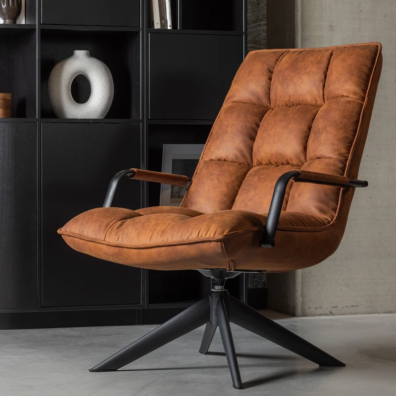 Jouke drehsessel mit armlehne kunstleder cognac