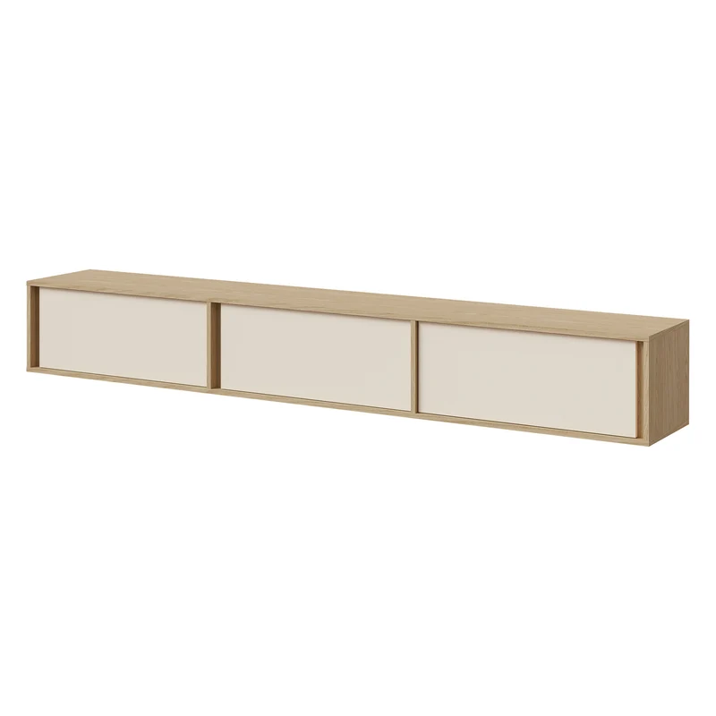 Velor TV-Lowboard 230 cm mit 3 Klappen – Frühlingseiche / Macadamia