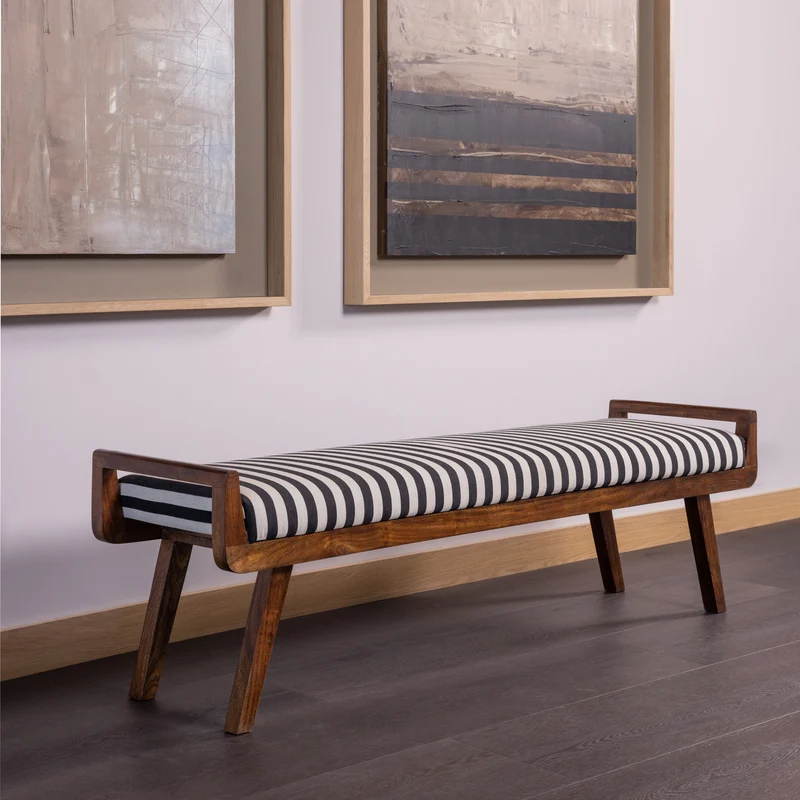 Valo bank holz braun mit streifen schwarz/weiss