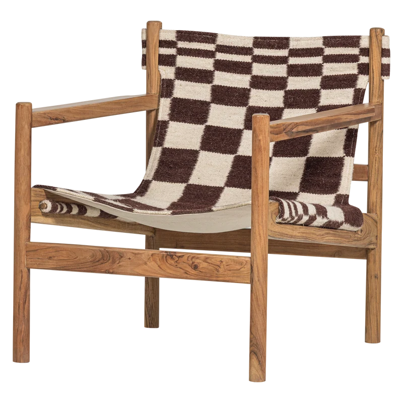 Zano sessel holz braun mit kelim-sitzfläche natur