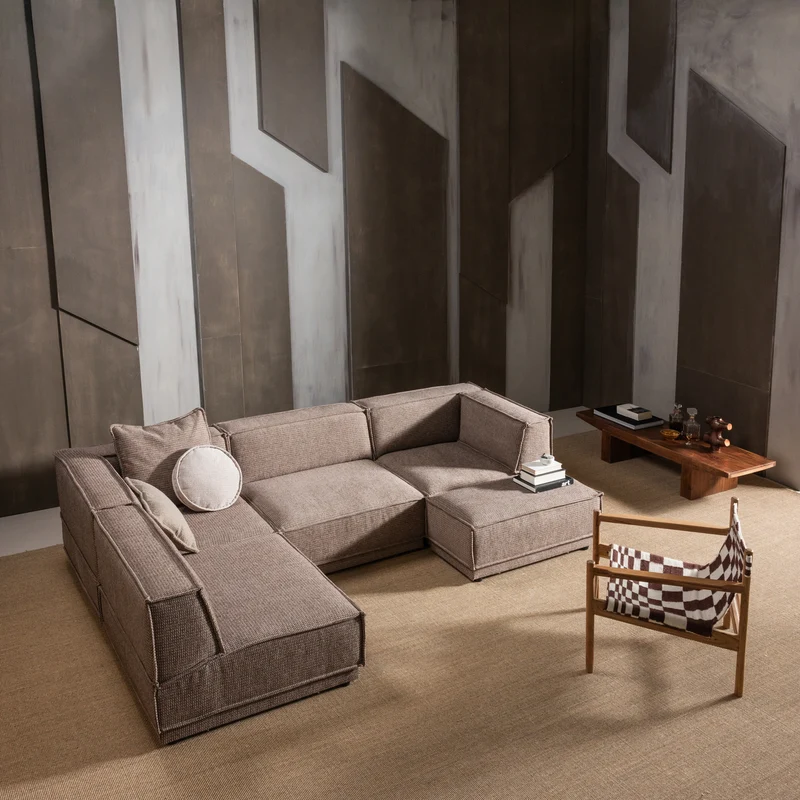 Zano sessel holz braun mit kelim-sitzfläche natur