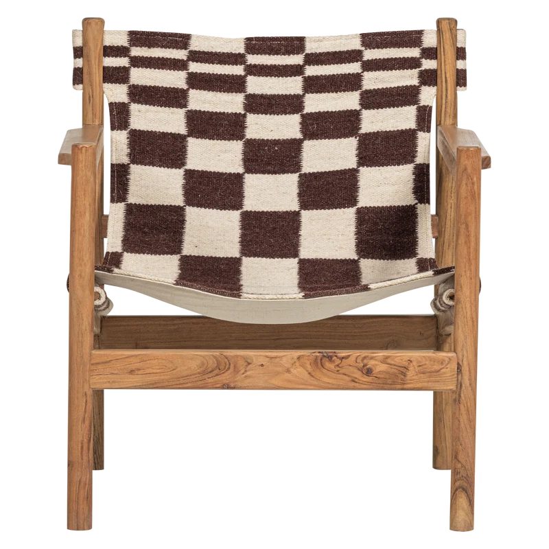 Zano sessel holz braun mit kelim-sitzfläche natur