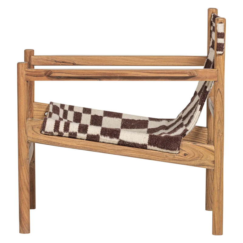 Zano sessel holz braun mit kelim-sitzfläche natur