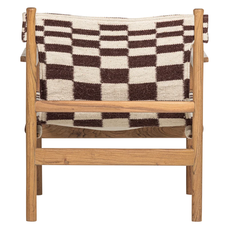 Zano sessel holz braun mit kelim-sitzfläche natur
