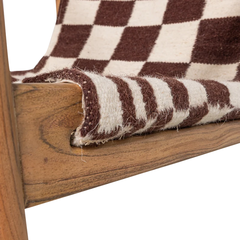 Zano sessel holz braun mit kelim-sitzfläche natur