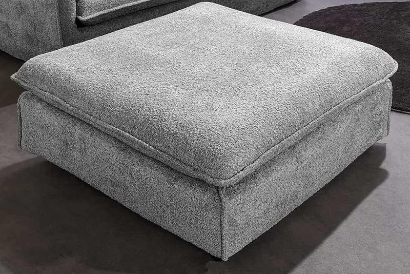 Moderner Hussenhocker PARADISO 100cm Bouclé grau Federkern