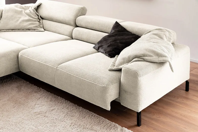 KAWOLA Sofa DELIA Ecksofa Cord cremeweiß