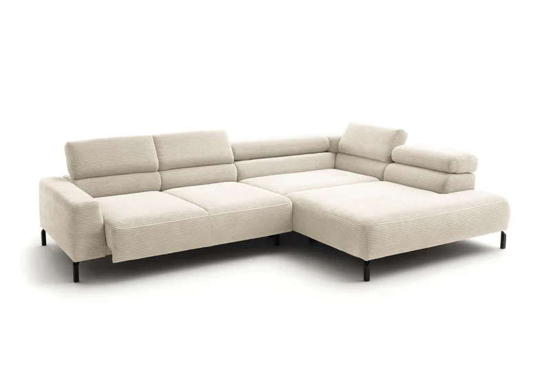 KAWOLA Sofa DELIA Ecksofa Cord cremeweiß