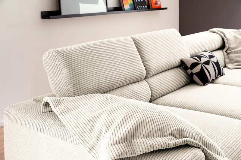 KAWOLA Sofa DELIA Ecksofa Cord cremeweiß