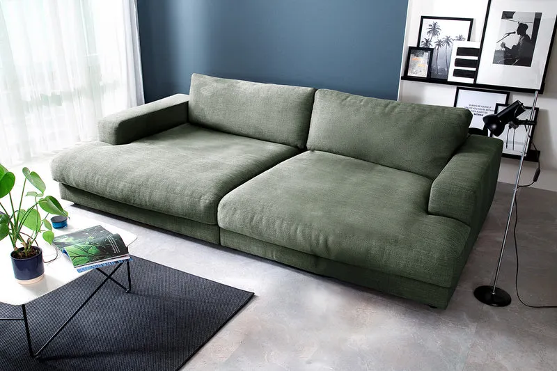 KAWOLA Big Sofa MADELINE Stoff olivgrün