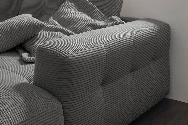 KAWOLA Sofa MIKA Ecksofa Cord grau