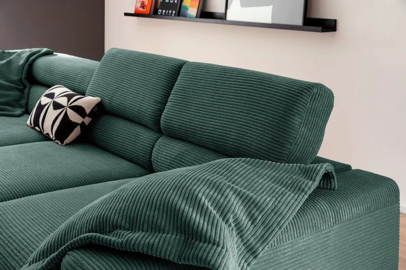 KAWOLA Sofa DELIA Ecksofa Cord smaragd