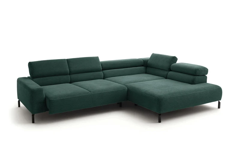 KAWOLA Sofa DELIA Ecksofa Cord smaragd