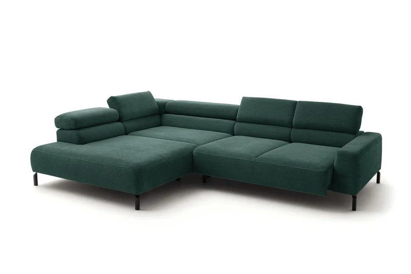 KAWOLA Sofa DELIA Ecksofa Cord smaragd