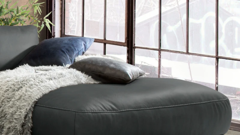 KAWOLA Sofa LOLA Ecksofa Leder schwarz mit motorischer Relaxfunktion