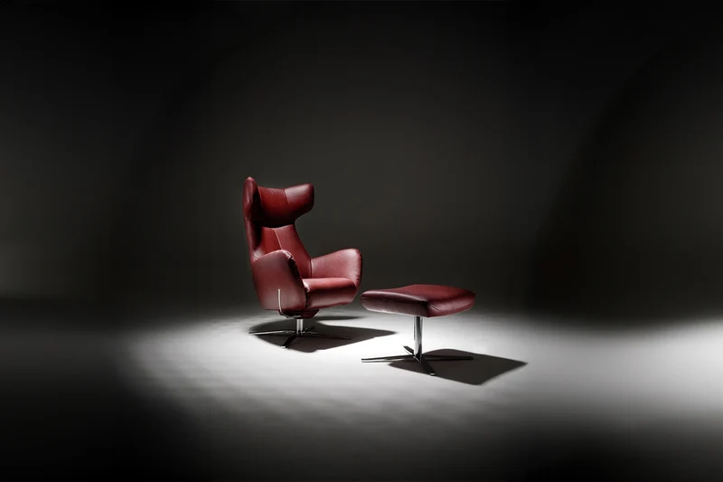KAWOLA Sessel RANDY Drehsessel Leder rot