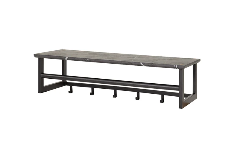 KAWOLA Garderobe SESTA Kunststoff Keramikoptik Hutablage 6 Haken grau