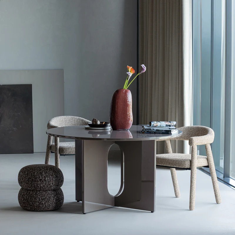 Marvo Esstisch Ø 130 cm MDF Hochglanz Mokkabraun