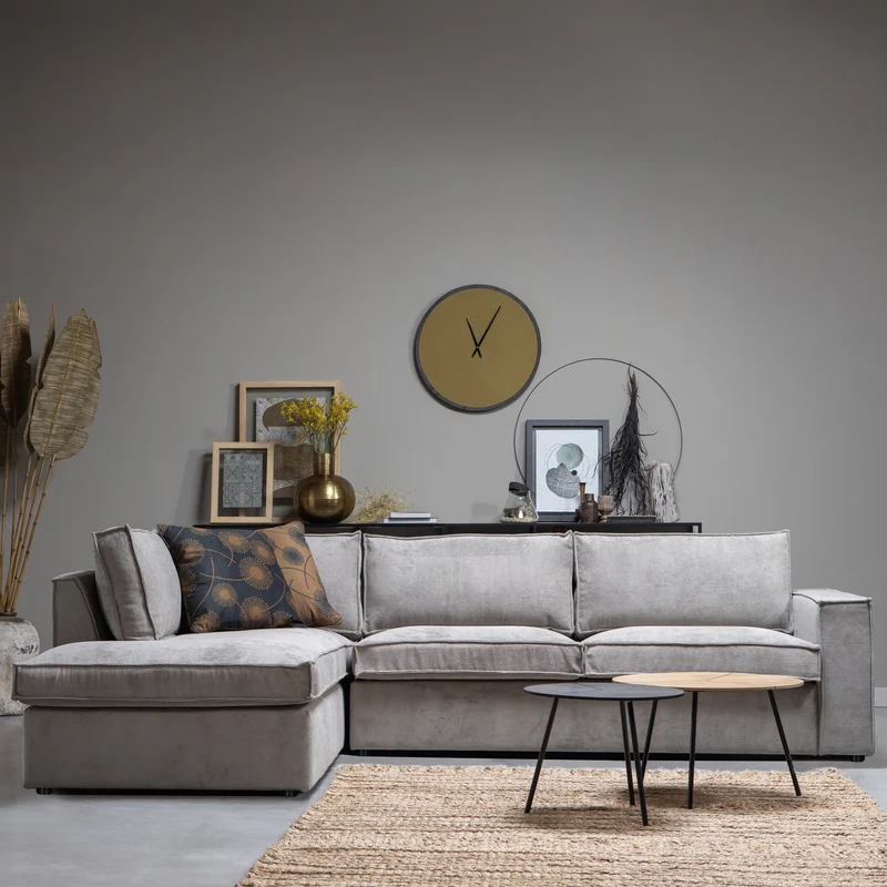 Thomas-Ecksofa aus Rippstoff, rechts, in verwittertem Grün