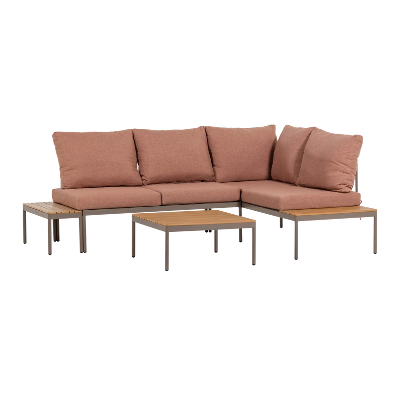Modulares Garten-Lounge-Set Metall/Polywood rosa