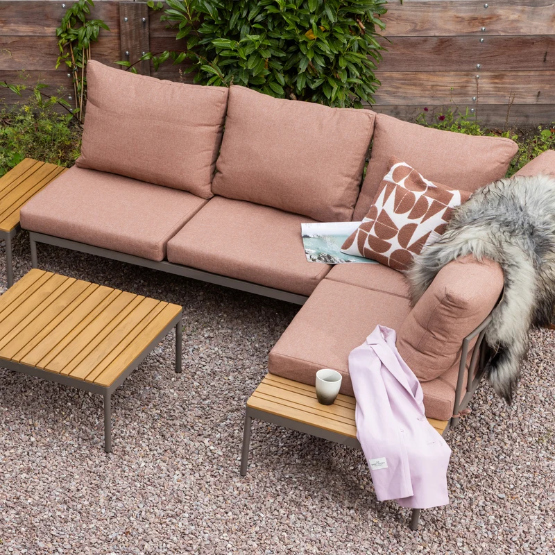Modulares Garten-Lounge-Set Metall/Polywood rosa