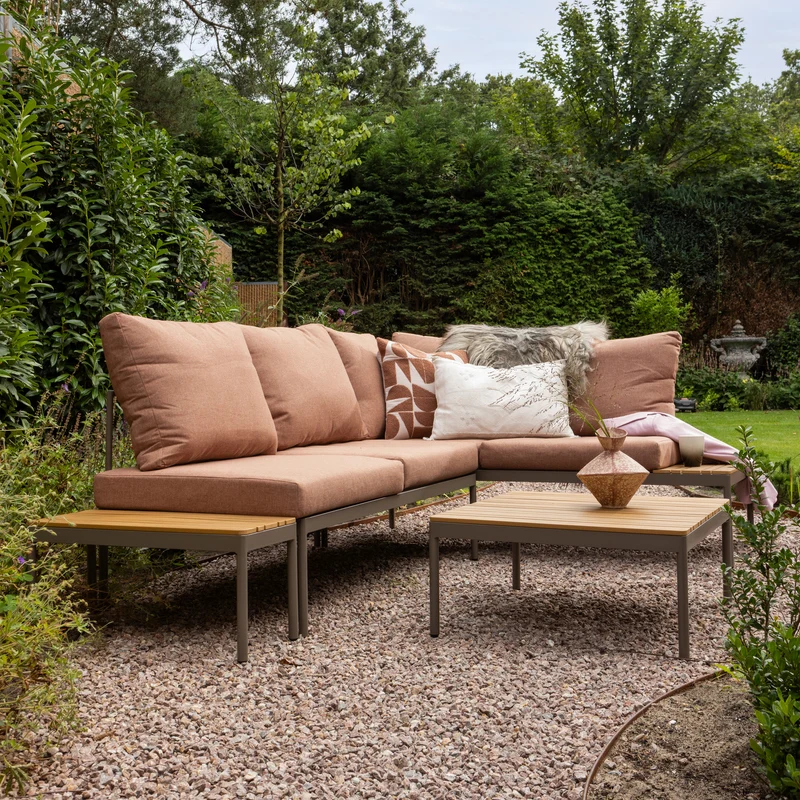 Modulares Garten-Lounge-Set Metall/Polywood rosa