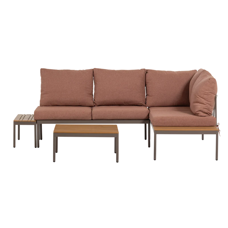 Modulares Garten-Lounge-Set Metall/Polywood rosa