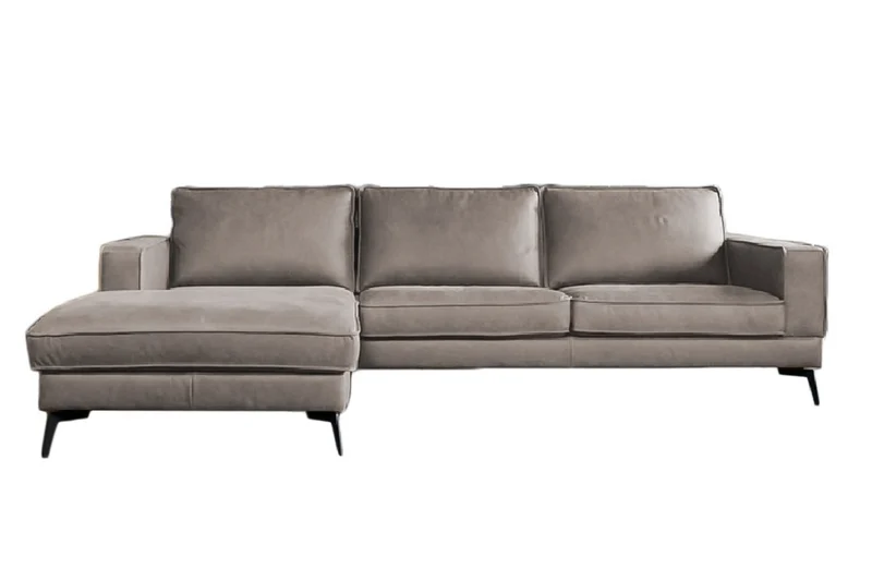 KAWOLA Sofa BLOOM Ecksofa Leder hellgrau