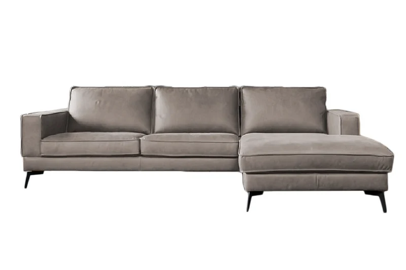 KAWOLA Sofa BLOOM Ecksofa Leder hellgrau