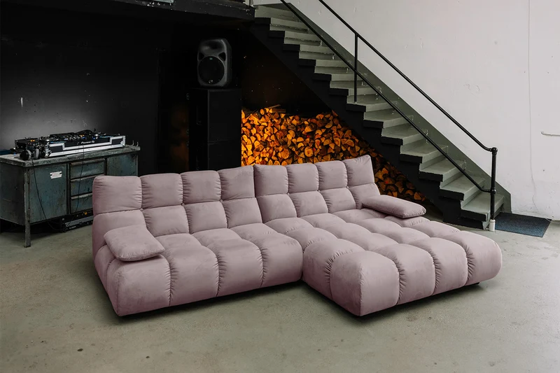 KAWOLA Sofa VIVIEN Ecksofa Velvet roségrau