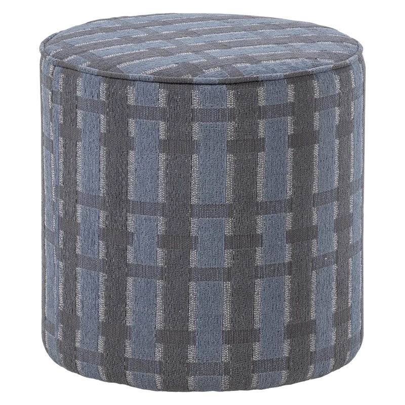 Sarli hocker hoch rautenmuster chenille grau/blau