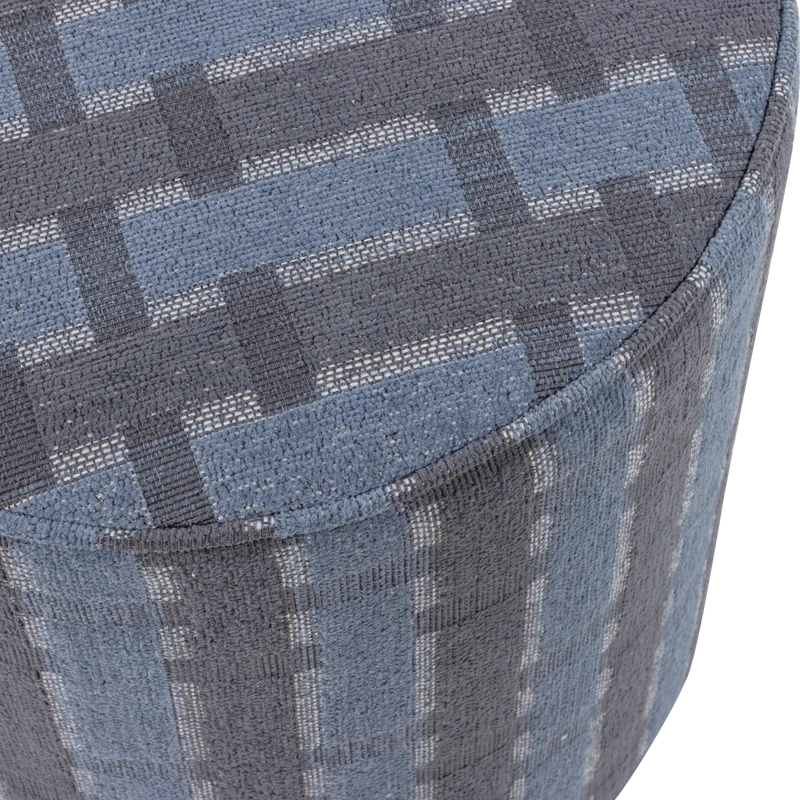 Sarli hocker hoch rautenmuster chenille grau/blau