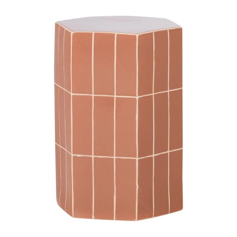 Plu dekorativer beistelltisch 54x38x32 cm keramik altrosa