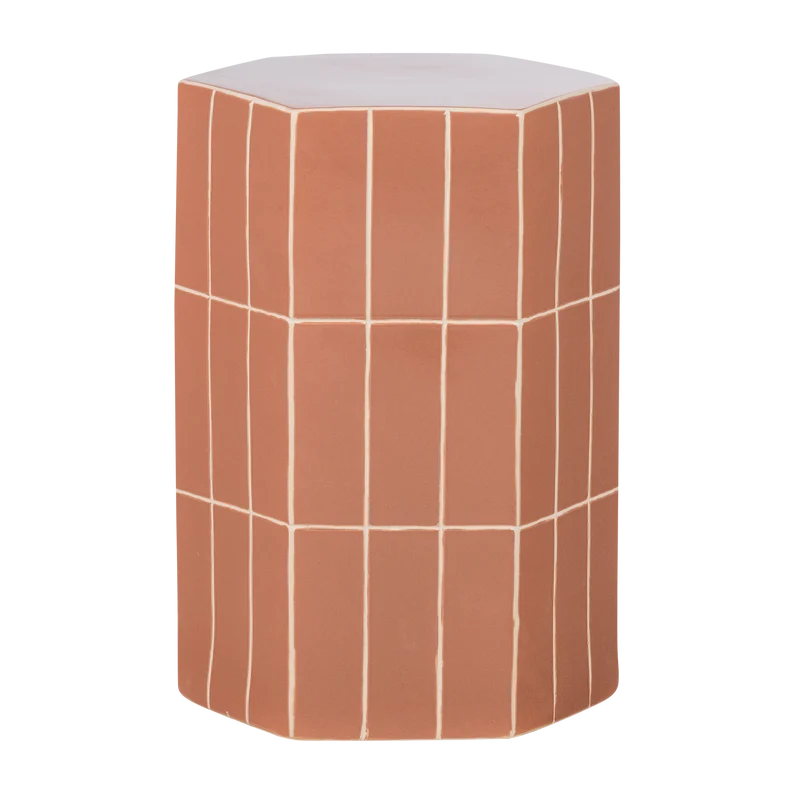 Plu dekorativer beistelltisch 54x38x32 cm keramik altrosa