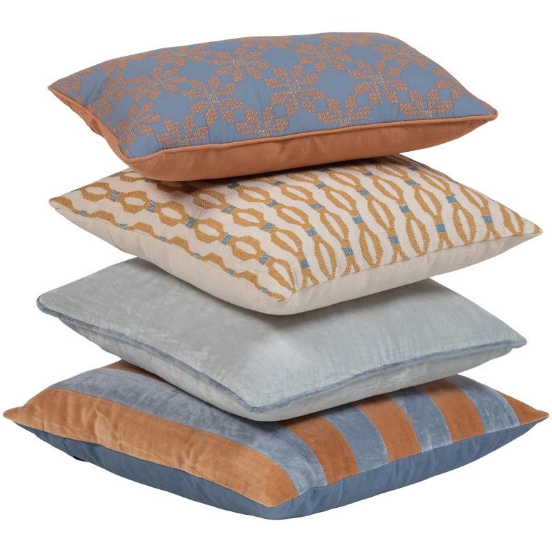 Lira kissen blau/orange - set mit 4