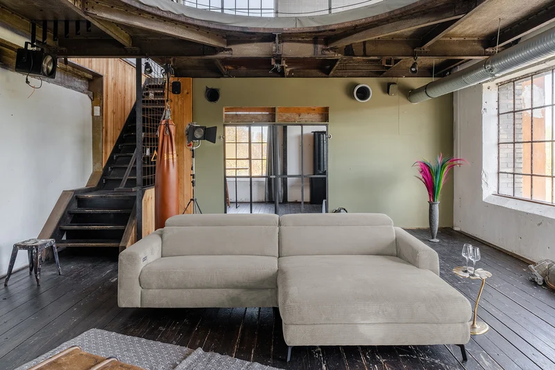 KAWOLA Sofa LAISKA Ecksofa Relaxfunktion teilmotorisch Cord steingrau