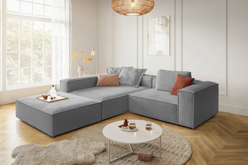 KAWOLA Sofa CARMO Ecksofa Stoff grau