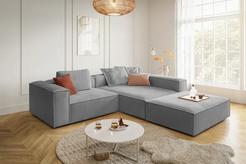 KAWOLA Sofa CARMO Ecksofa Stoff grau