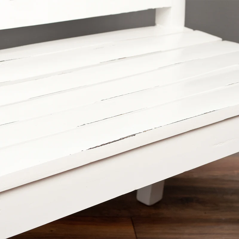 Massivholz 3-Sitzer Bank DRAHMA Antik-Weiß 150cm Shabby-Look